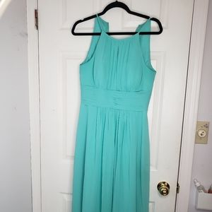 Floor length tiffany blue grad/ bridesmaid dress